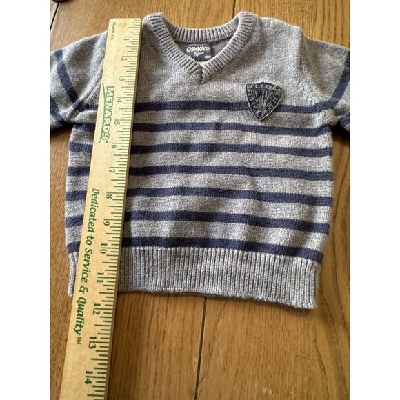 OshKosh Gray & Blue Sweater Boys Size 18 Months Preppy Comfy Classic V Neck - Picture 5 of 10
